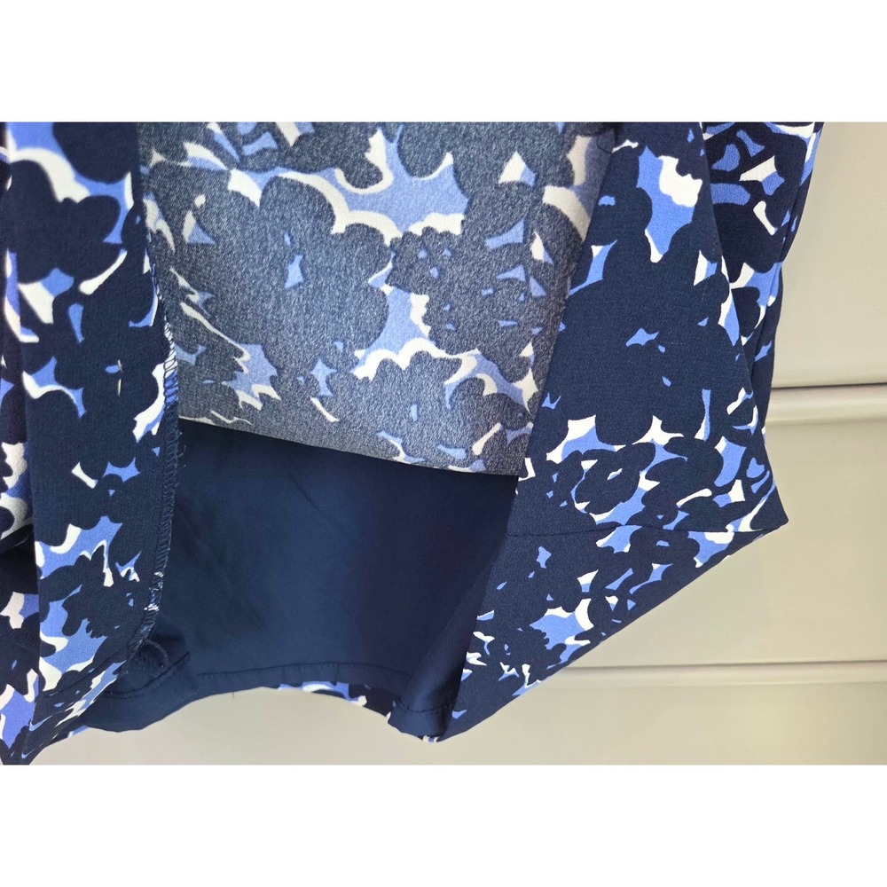 Talbots Blue Floral Scalloped Neck Sheath Dress 3/4 Sleeve Navy White Size 2 - Picture 7 of 16